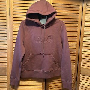 Lolë Brown Pullover Hoodie with Raised Lettering and Logo